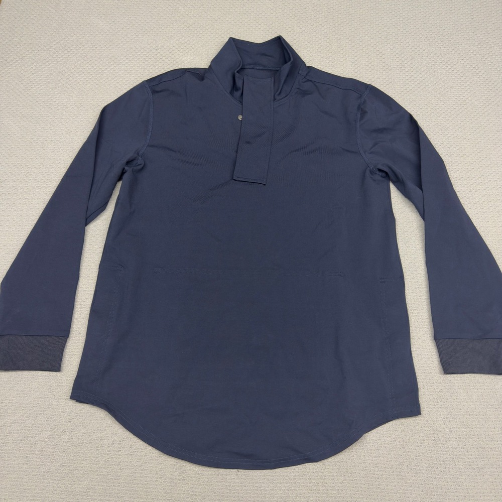 Quince On Par Half Zip Pullover Mens M Deep Navy Blue Nylon Viscose Minimalist
